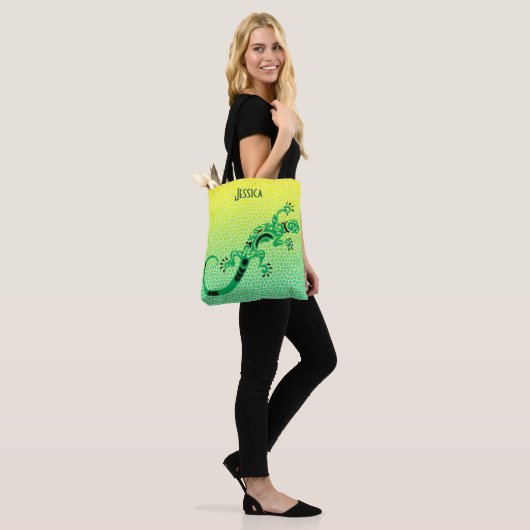 Tropical Snake Scales and Lizard Personalised Tote Bag (Op model)