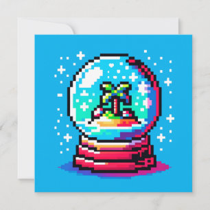 Tropical Snow Wereldbol Unique Pixel Art Beach Win Kaart