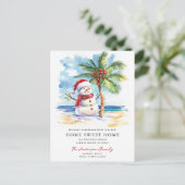 Tropical Snowman Home Sweet Home Card Aankondigingskaart (Staand voorkant)
