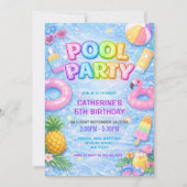 Tropical Sparkle Fun Pool  Party Birthday Kaart (Voorkant)