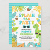 Tropical Splash Pad Zomer Verjaardagsfeest Kaart (Voorkant / Achterkant)