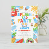 Tropical Splash Pad Zomer Verjaardagsfeest Kaart (Staand voorkant)