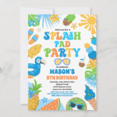 Tropical Splash Pad Zomer Verjaardagsfeest Kaart (Voorkant)