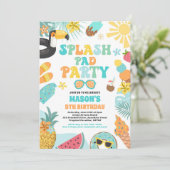 Tropical Splash Pad Zomer Verjaardagsfeest Kaart (Staand voorkant)