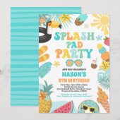 Tropical Splash Pad Zomer Verjaardagsfeest Kaart (Voorkant / Achterkant)