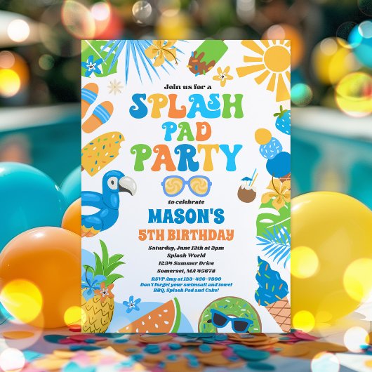Tropical Splash Pad Zomer Verjaardagsfeest Kaart