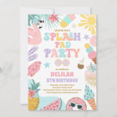 Tropical Splash Pad Zomer Verjaardagsfeest Kaart (Voorkant)