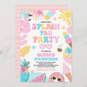 Tropical Splash Pad Zomer Verjaardagsfeest Kaart (Voorkant / Achterkant)