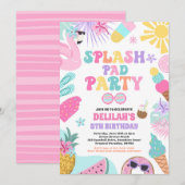 Tropical Splash Pad Zomer Verjaardagsfeest Kaart (Voorkant / Achterkant)