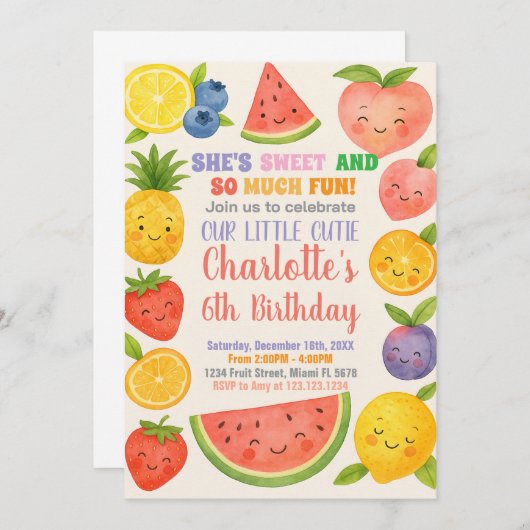 Tropical Splash verjaardagsuitnodiging Kaart (Voorkant / Achterkant)