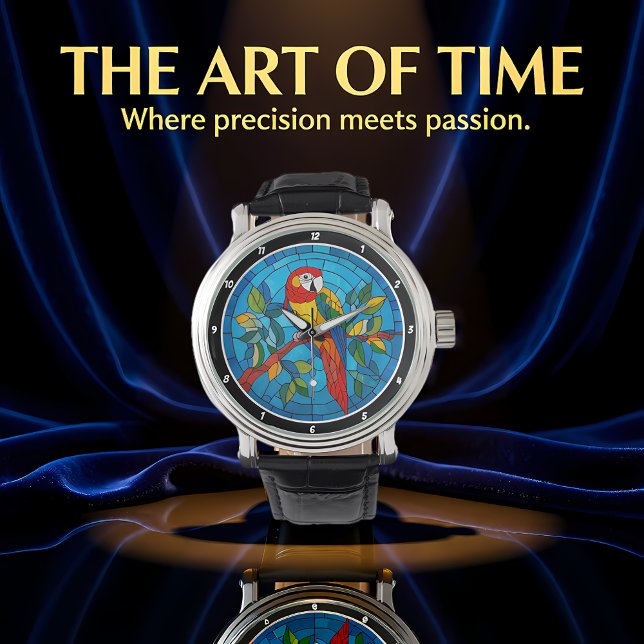 Tropical Splendor" - Stained Glass Parrot Wall Horloge (Creator heeft geüpload)