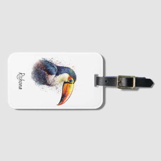 Tropical Splendor Toucan, op maat Bagagelabel (Voorkant (horizontaal))