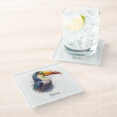 Tropical Splendor Toucan, op maat Glazen Onderzetter (Schuin)
