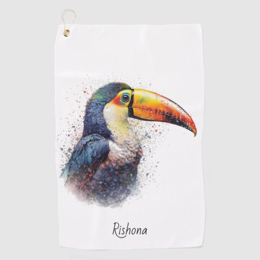 Tropical Splendor Toucan, op maat Golfhanddoek (Voorkant)