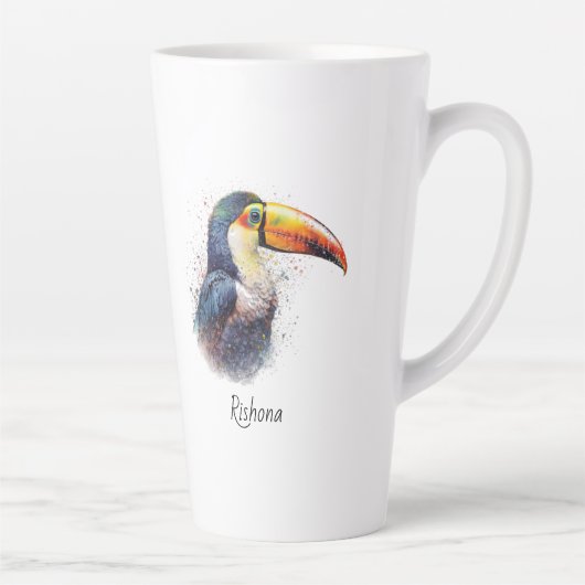 Tropical Splendor Toucan, op maat Latte Mok (Rechts)