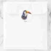 Tropical Splendor Toucan, op maat Vierkante Sticker (Tas)