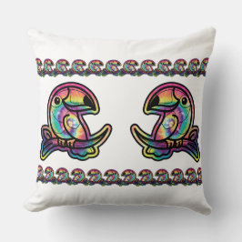 Tropical Splendor: Toucan Vogel in Tie Dye Kleuren Kussen