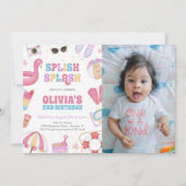 Tropical Splish Pool Party Verjaardagsfoto Kaart (Voorkant)