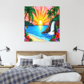 Tropical Stained Glass Inspired Canvas (Insitu (Slaapkamer))