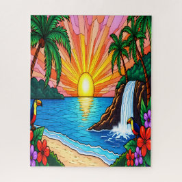 Tropical Stained Glass Inspired Puzzle Legpuzzel