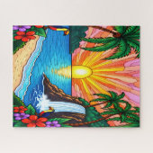 Tropical Stained Glass Inspired Puzzle Legpuzzel (Horizontaal)