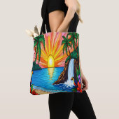 Tropical Stained Glass Sunset Tote Bag (Dichtbij)