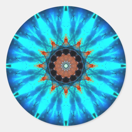 Tropical Star Mandala Ronde Sticker (Voorkant)