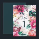 Tropical Stardust Garden Floral Paradise Wedding  Kaart<br><div class="desc">Table Numbers. look for matching items in my store.</div>