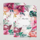 Tropical Stardust Garden Floral Paradise Wedding Kaart (Voorkant / Achterkant)
