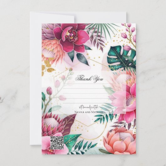 Tropical Stardust Garden Floral Paradise Wedding Kaart (Voorkant)