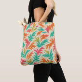 Tropical Static – Digitale Oerwoud Bloom Tote Bag (Dichtbij)
