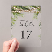Tropical String Light Wedding Acrylic Table Number Acryl Uitnodigingen (Insitu (Draagbaar))