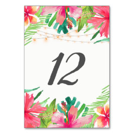 Tropical String Lights Floral Tafelnummer Kaarten