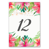 Tropical String Lights Floral Tafelnummer Kaarten (Voorkant)