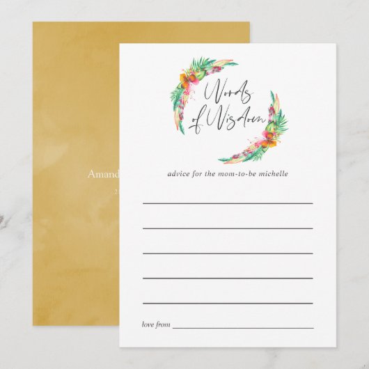 Tropical Summer Beach Baby shower Moeder Advies (Voorkant / Achterkant)