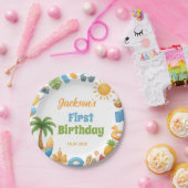 Tropical Summer Beach Birthday Party Paper Plates Papieren Bordje (Feest)