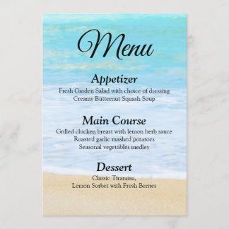 Tropical Summer Beach Bruiloft Menu Kaart