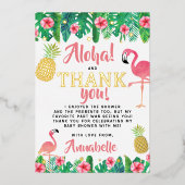 Tropical Summer Beach Luau Baby shower Dank u Folie Uitnodiging (Voorkant)