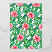 Tropical Summer Beach Luau Baby shower Dank u Folie Uitnodiging (Achterkant)