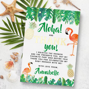 Tropical Summer Beach Luau Baby shower Dank u Folie Uitnodiging