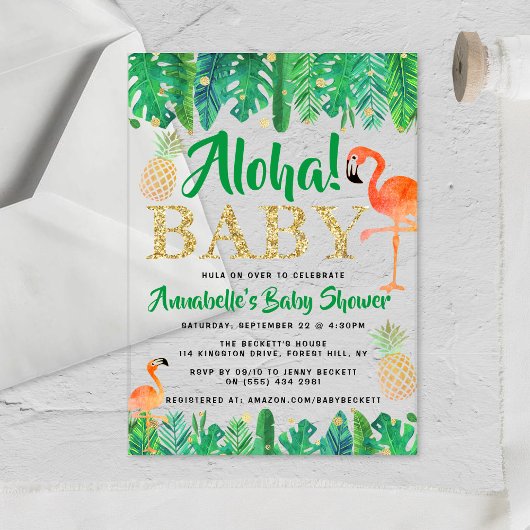 Tropical Summer Beach Luau Boys Baby shower Acryl Uitnodigingen