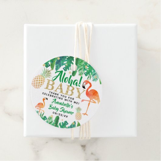 Tropical Summer Beach Luau Boys Baby shower Bedankjes Labels (In situ)