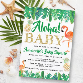 Tropical Summer Beach Luau Boys Baby shower Kaart