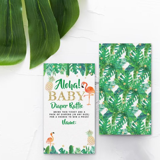 Tropical Summer Beach Luau Boys Baby shower Luier Informatiekaartje