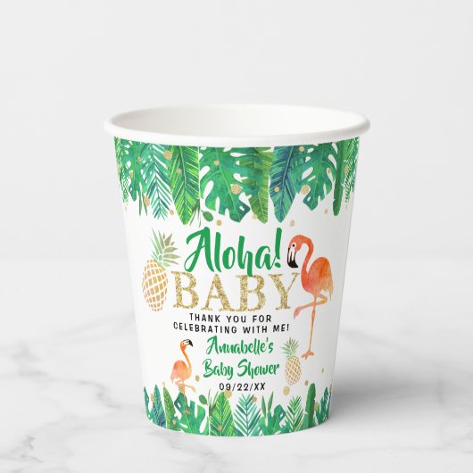 Tropical Summer Beach Luau Boys Baby shower Papieren Bekers (Achterkant)