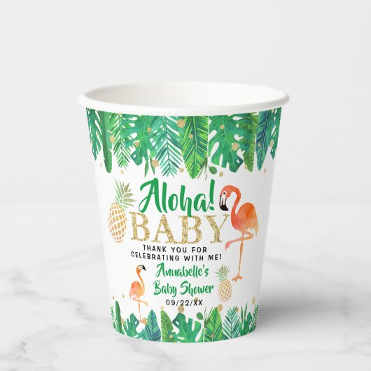 Tropical Summer Beach Luau Boys Baby shower Papieren Bekers (Voorkant)