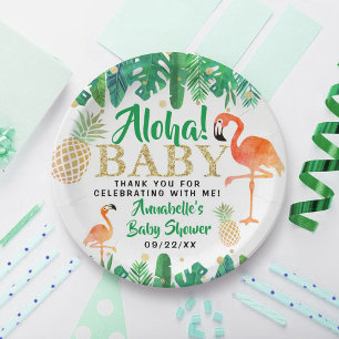 Tropical Summer Beach Luau Boys Baby shower Papieren Bordje