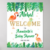 Tropical Summer Beach Luau Boys Baby shower Poster (Voorkant)