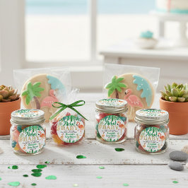 Tropical Summer Beach Luau Boys Baby shower Ronde Sticker