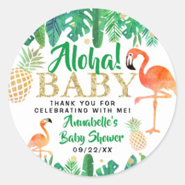 Tropical Summer Beach Luau Boys Baby shower Ronde Sticker